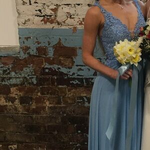 Faviana Baby Blue Sequin Prom Dress